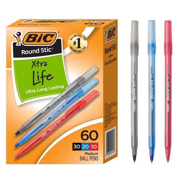 BIC Round Stic Ballpoint Pens (60-Pack)